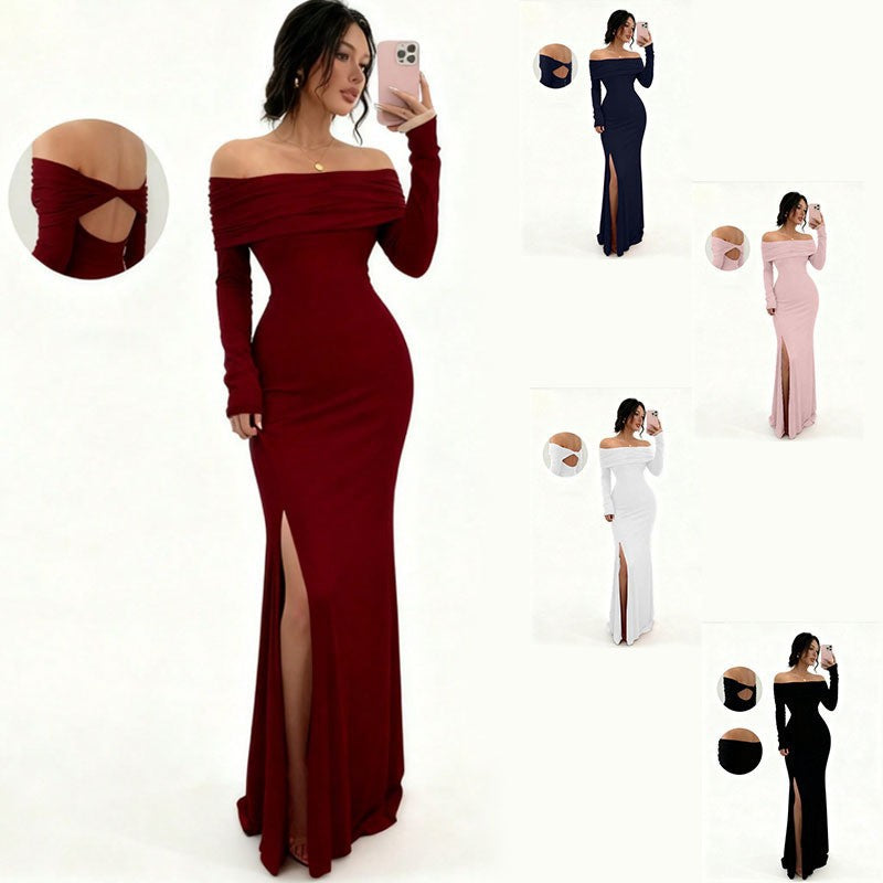 Autumn Long Sleeve Split Fashion Slim Dress