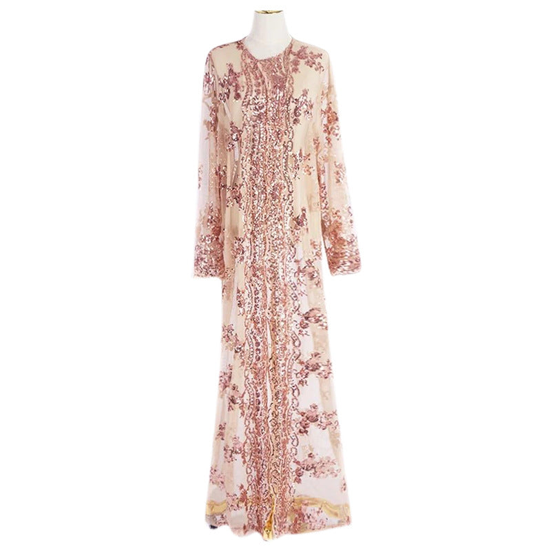 High Density Sequin Embroidery Long Elegant Dress