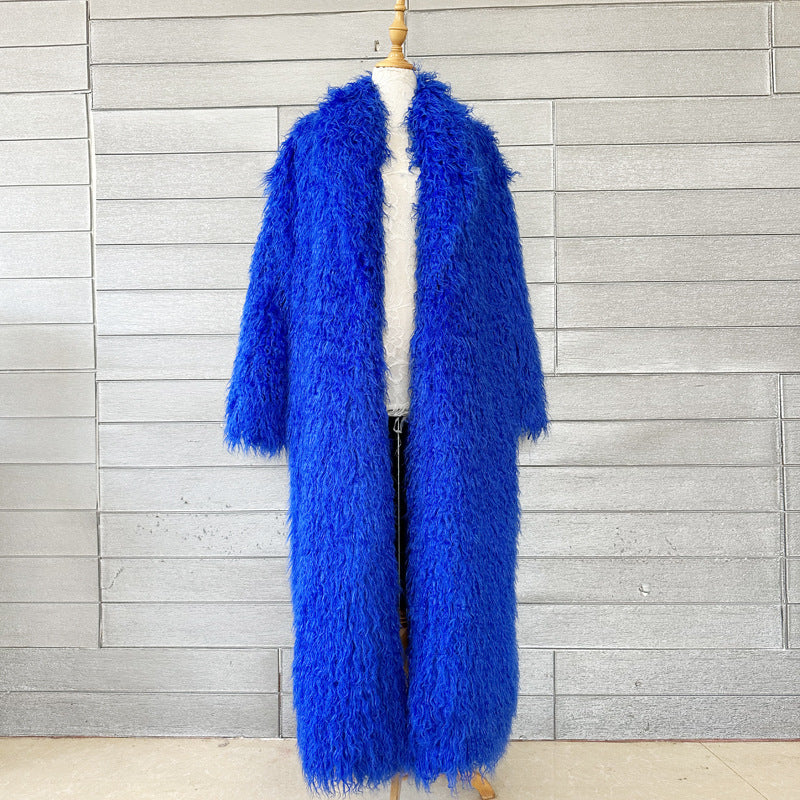 Fur Imitated Tibet Sheep Green Fruit Collar Over Coats
