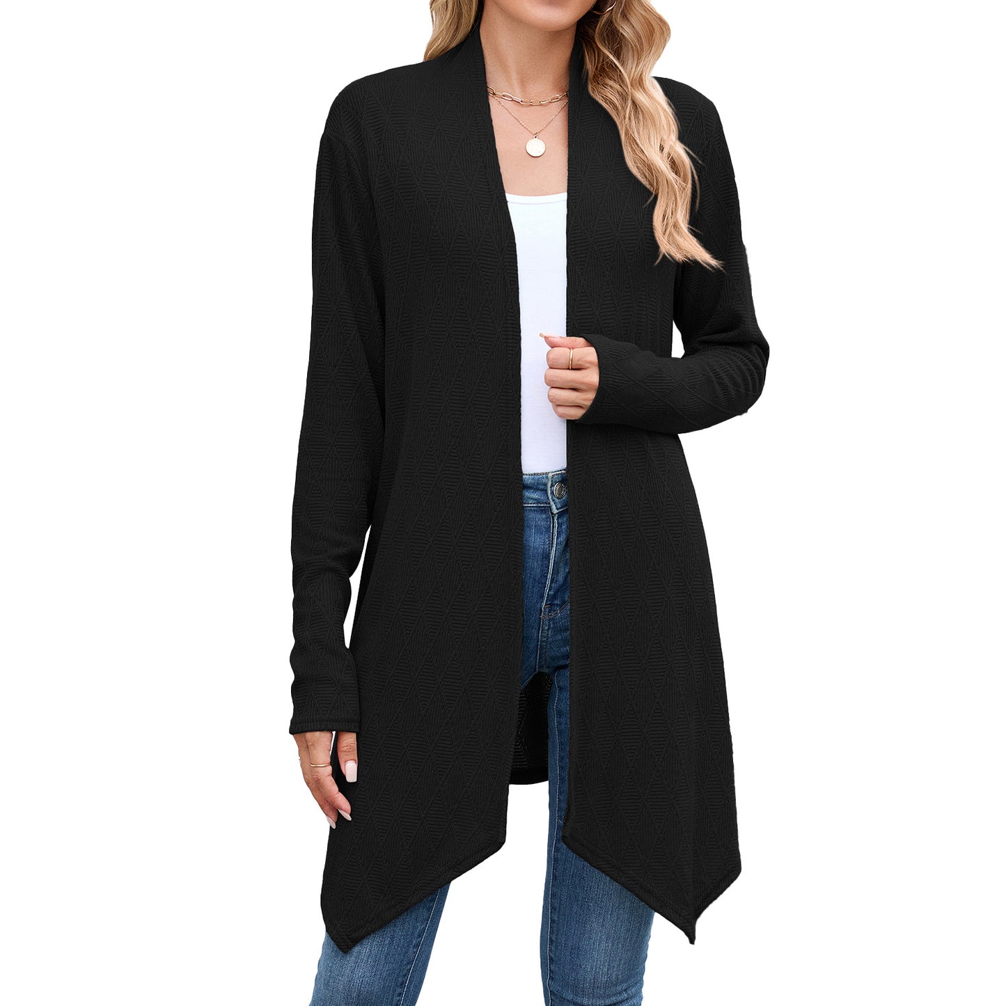 Women's Autumn Solid Color Long-sleeved Knitted Long Women's Sweater