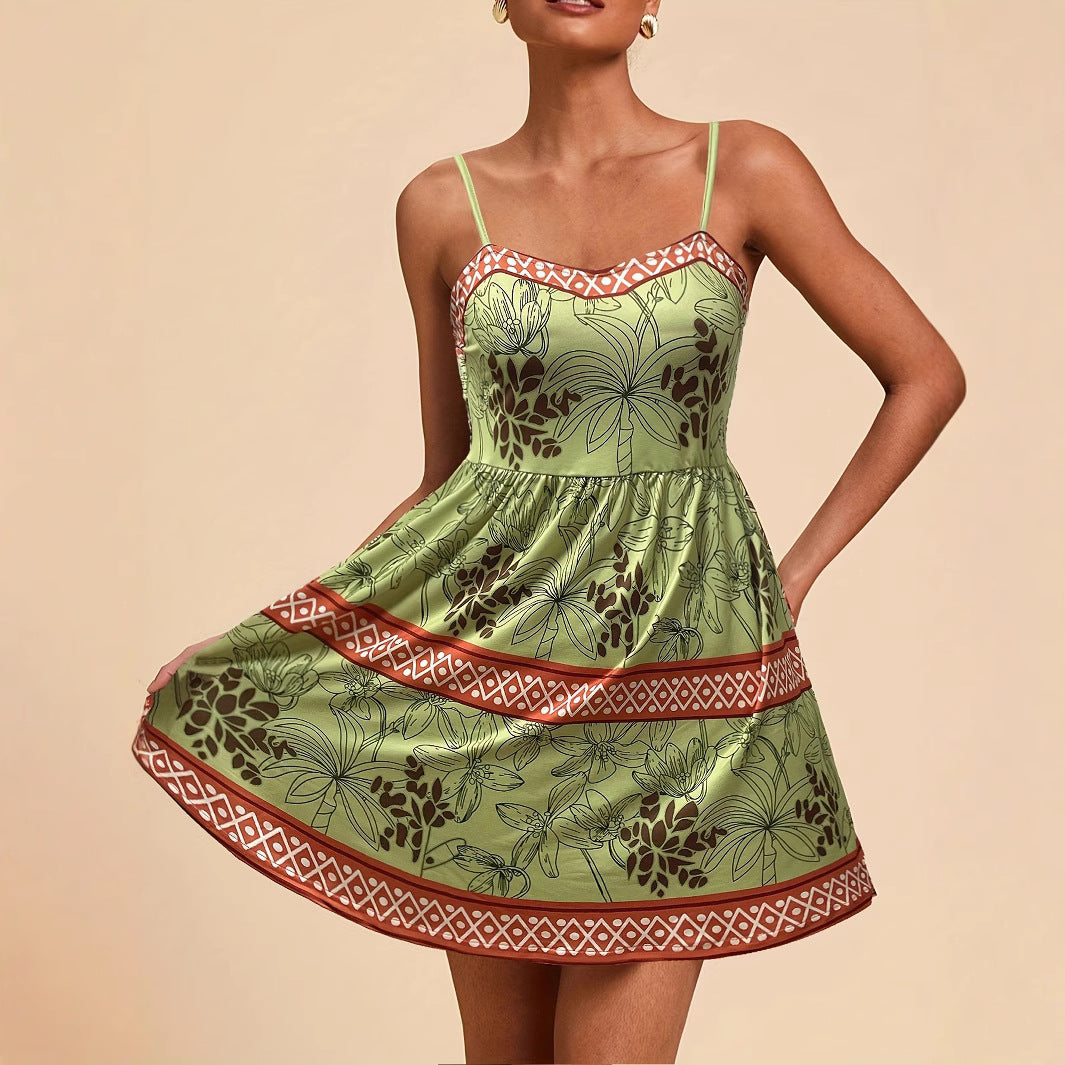Women's Fashion Wear Printed Vacation Style A- Line Dress