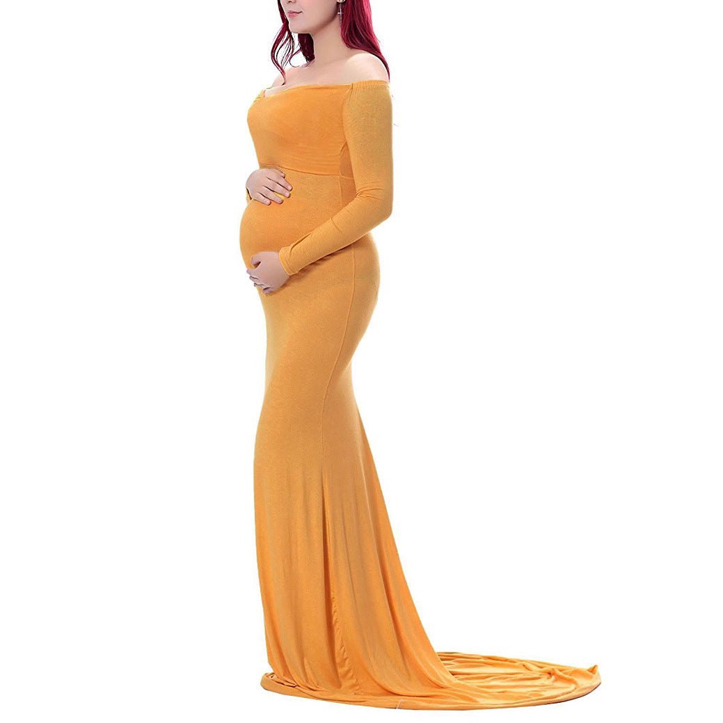 Women's Cotton Round Neck Collar Trailing Long Dresses