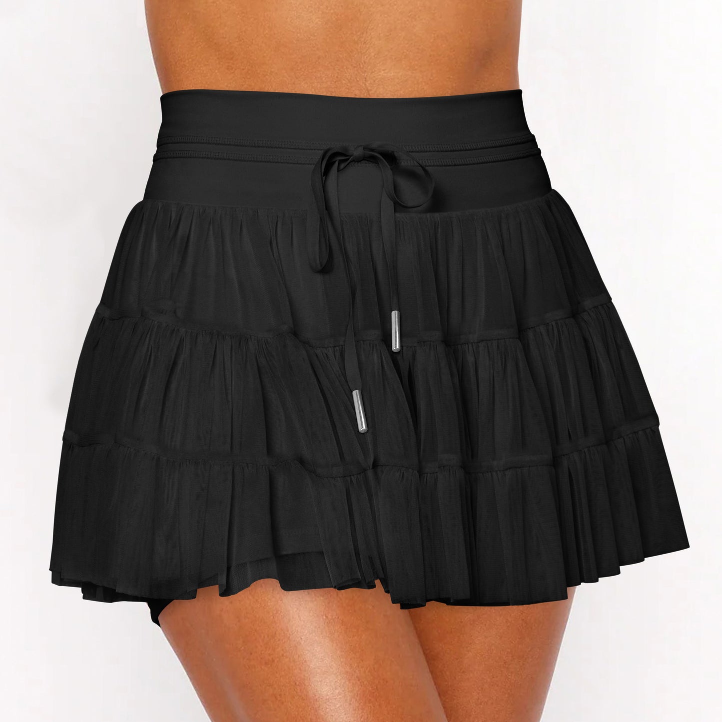Safety Lace Up Mesh Pleated Summer Skirts