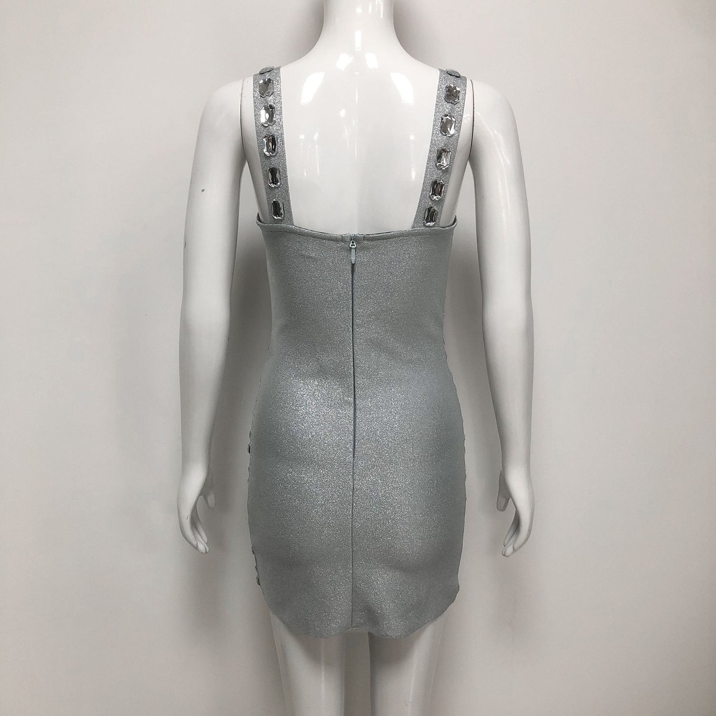 Women's Winter Solid Color Rhinestone Sexy Spaghetti Dresses