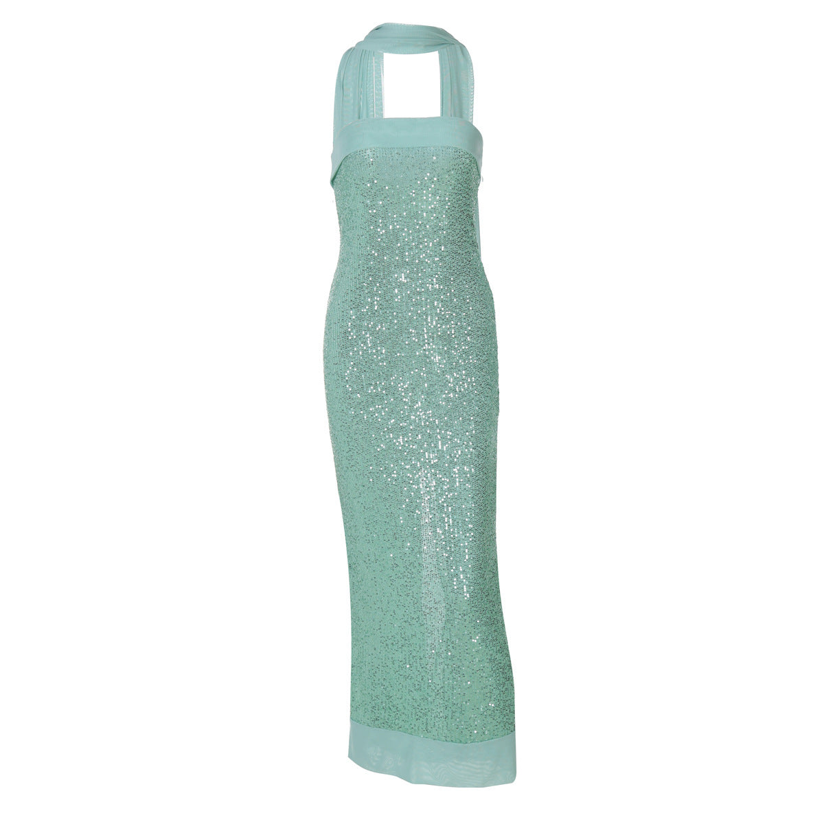 Women's Solid Color Long Style Close-fitting Sequins Dresses