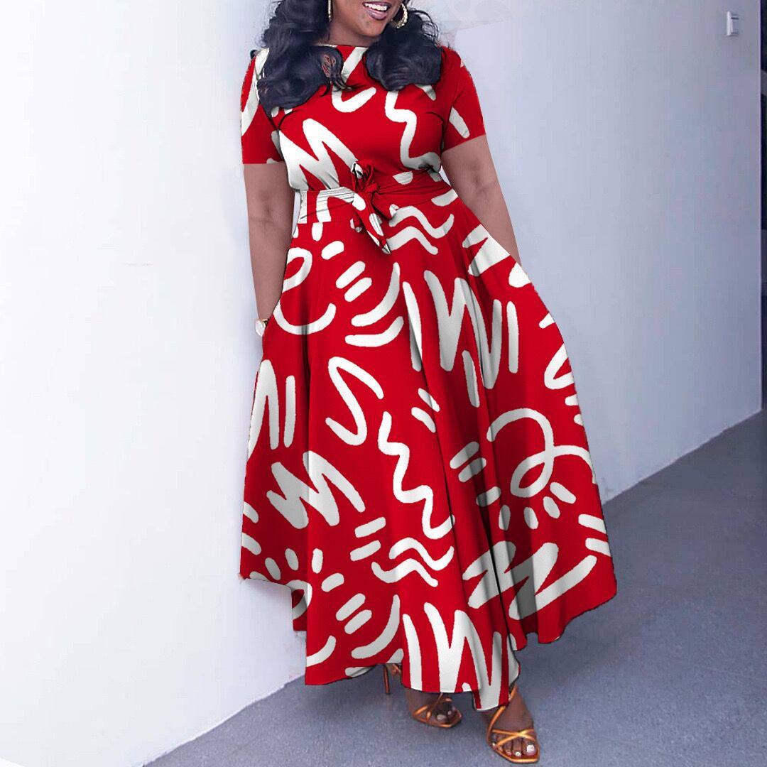 Women's Fashion Elegant Tied African Sleeve Large Dress