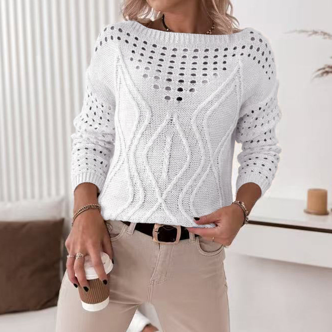 Women's Autumn Solid Color Loose-fitting Pullover Long Sweaters