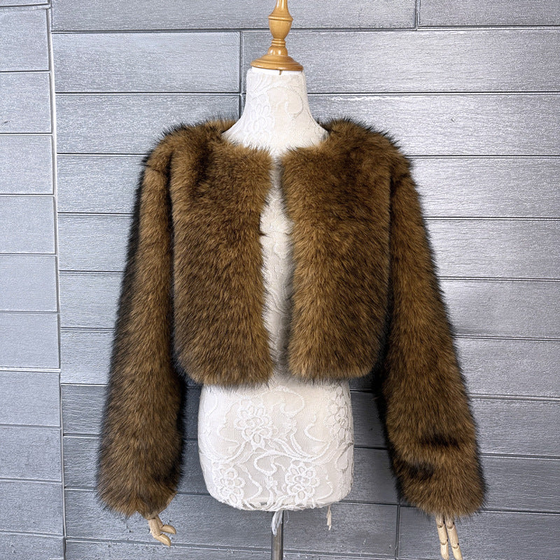 Women's Imitation Tuscan Fur Korean Style Solid Coats