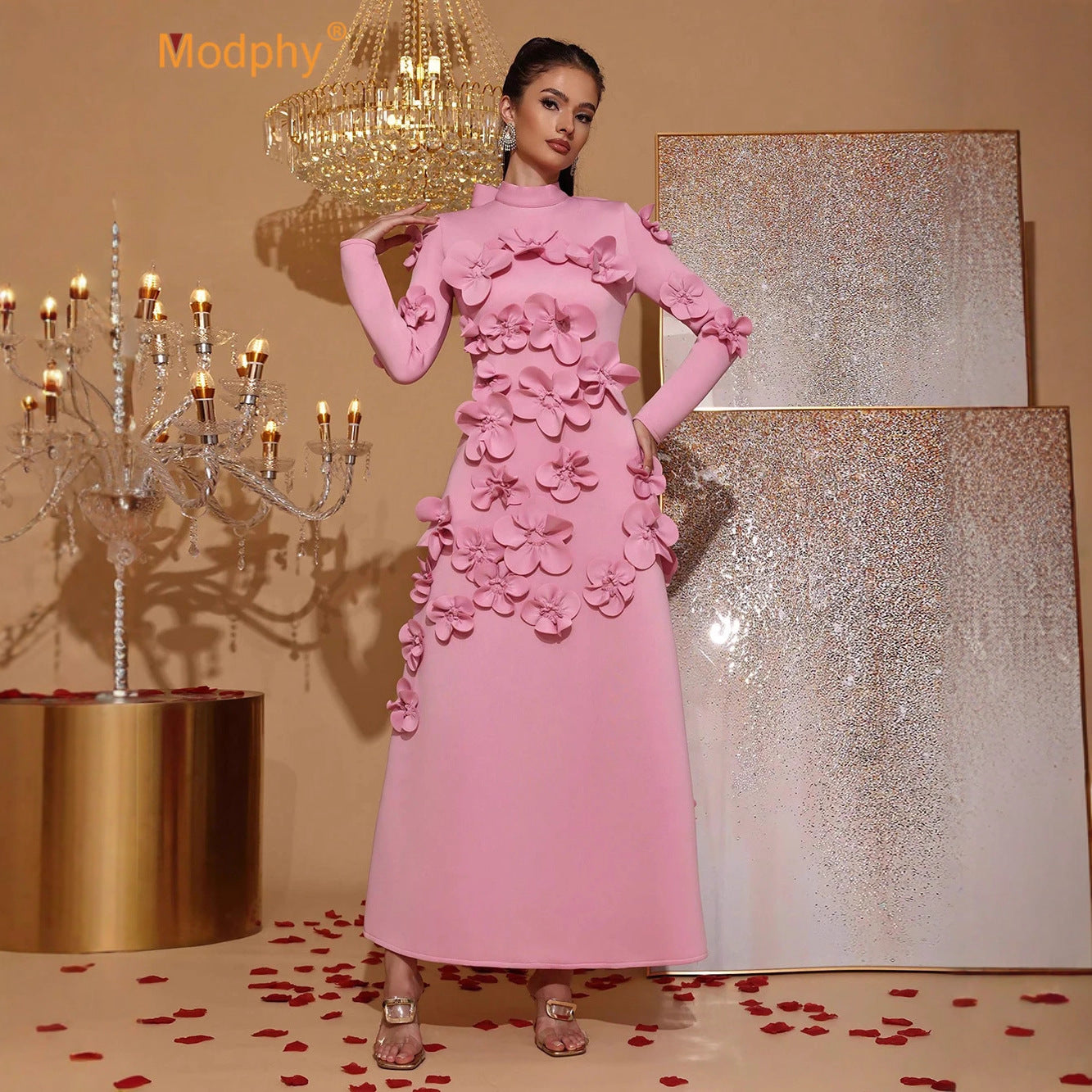 Women's Elegant Dress Autumn Stand-up Collar Tie Dresses