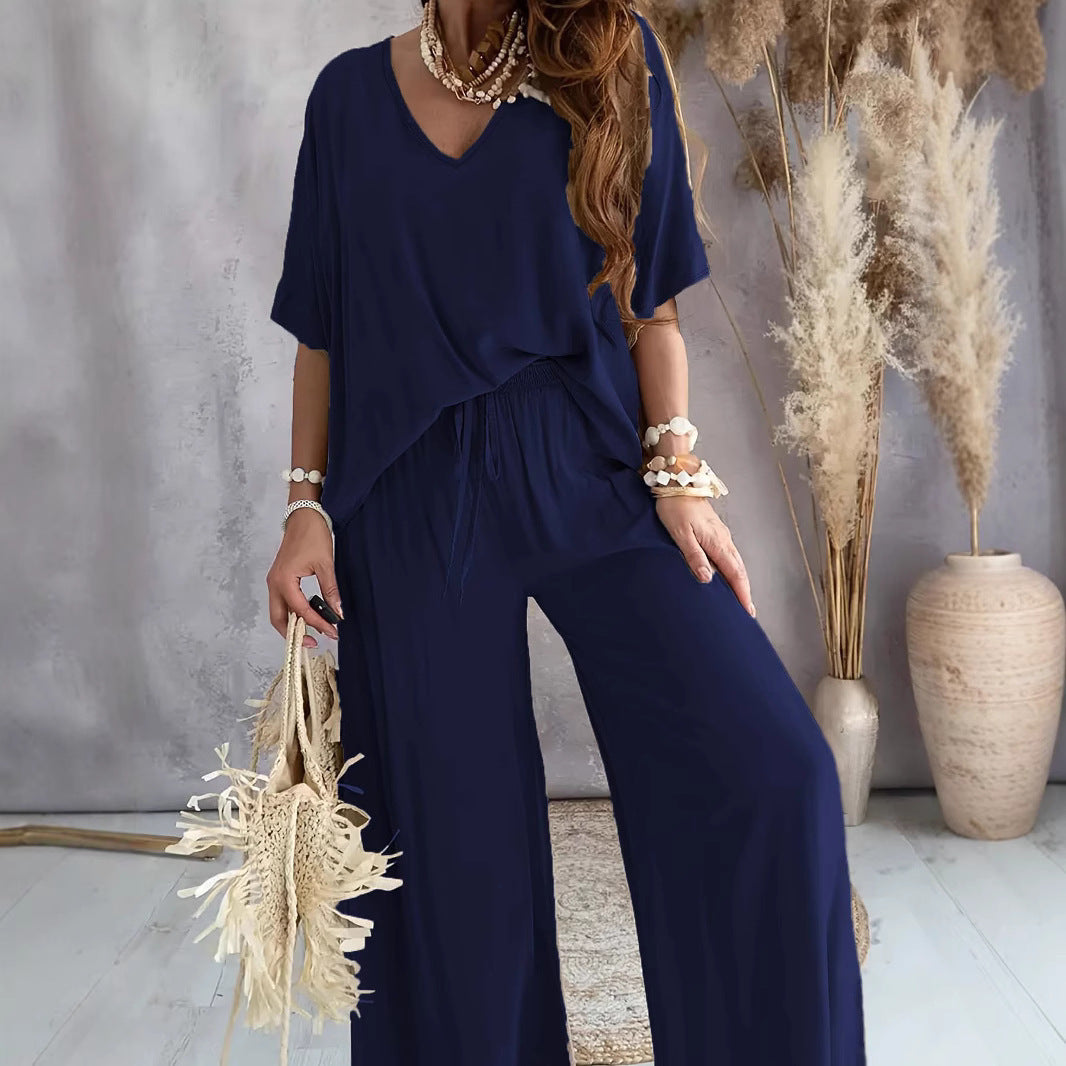 Casual Women's Collar Batwing Sleeve Loose Fashion Casual Suit