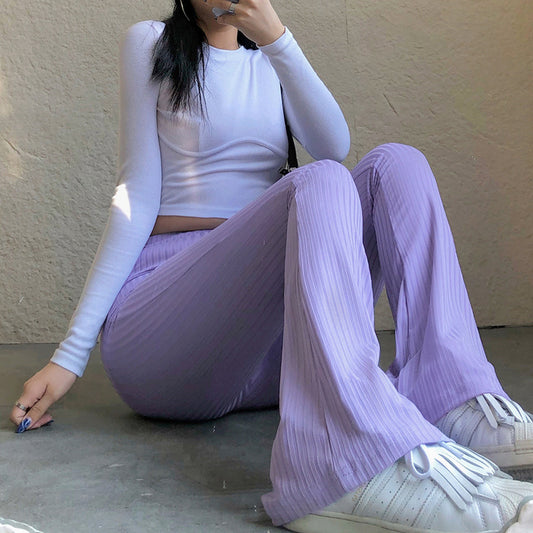Women's Pure Color Tight High-waisted Stretch Casual Pants