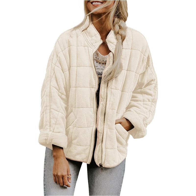 Women's Solid Color Stand-up Collar Loose Pockets Long Coats