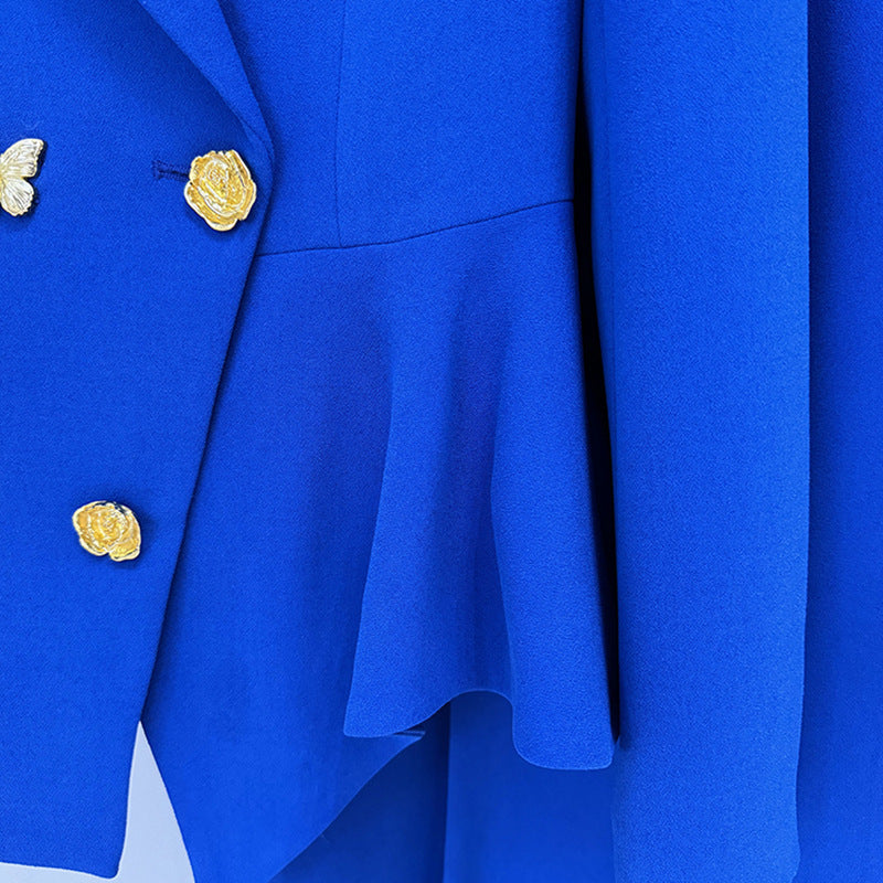 Elegant Rose Buckle Butterfly Decoration Irregular Fashion Casual Suit