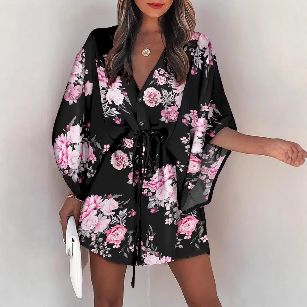 Summer Flying Flounced Sleeve A- Line Leisure Dress