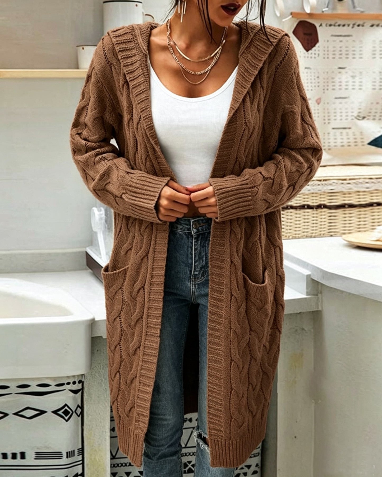Durable Popular Women's Hooded Twist Pocket Women's Sweater