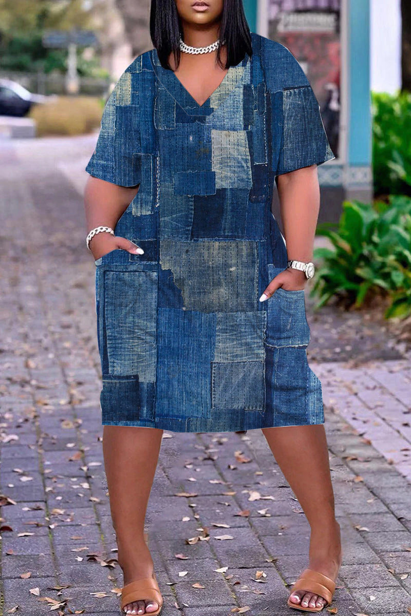 Women's Digital Printing Urban Leisure Loose Dress Dresses