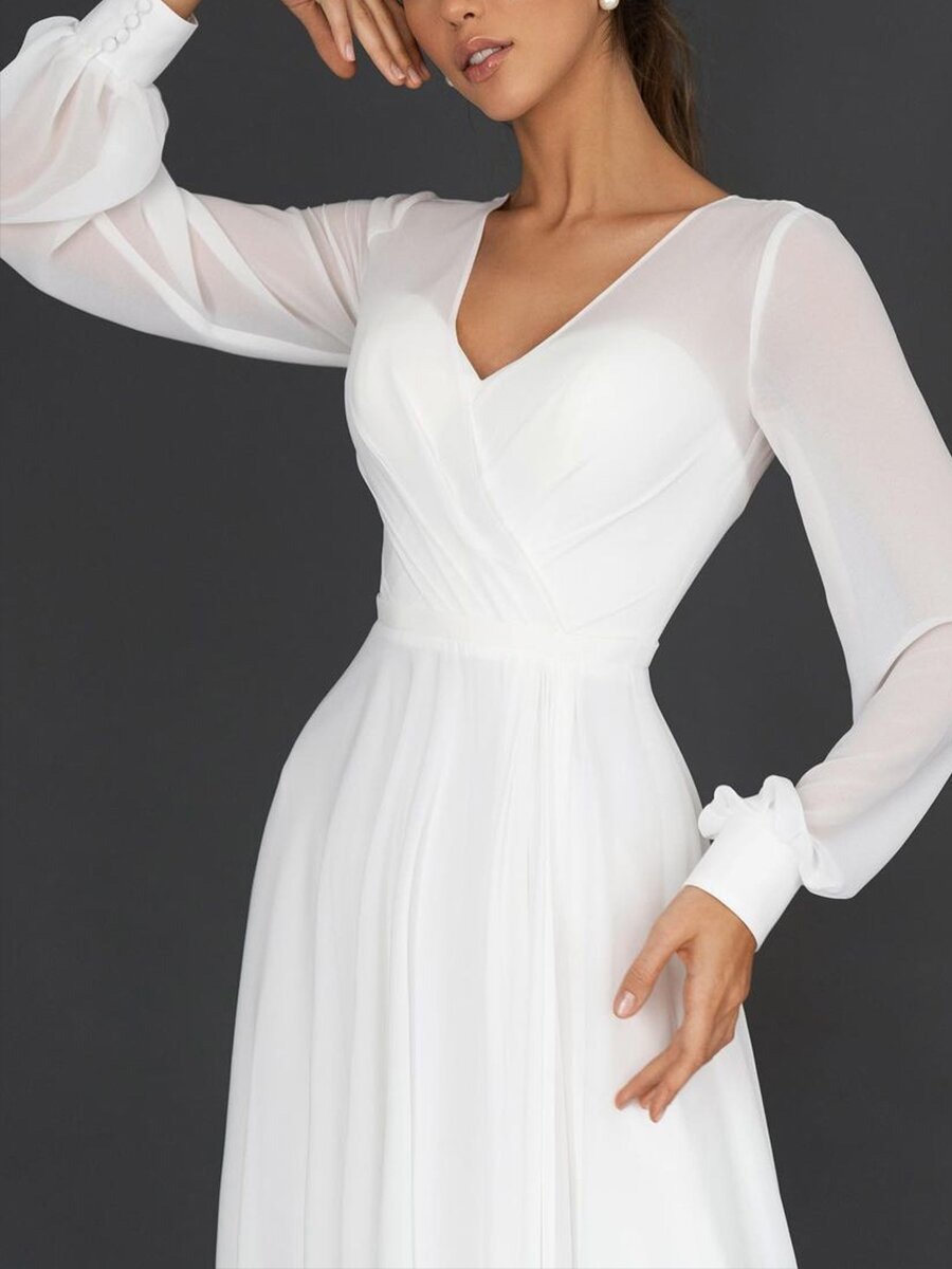 Women's Dress Sexy Sleeve Chiffon Mesh Large Wedding Dresses
