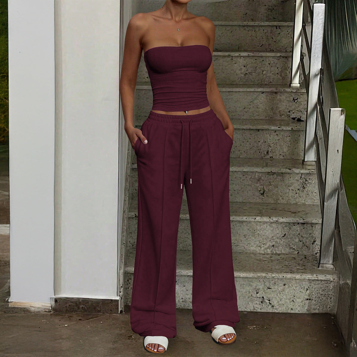 Women's Leisure Vacation Tube Long Summer Fashion Casual Suit