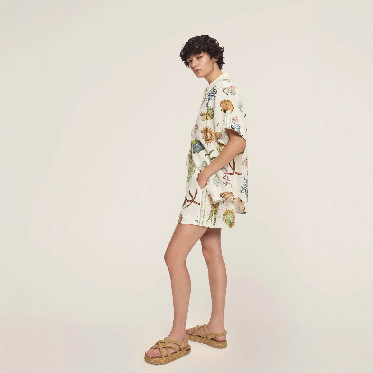 Classic Casual Fashion Linen Temperament Shirt Shorts