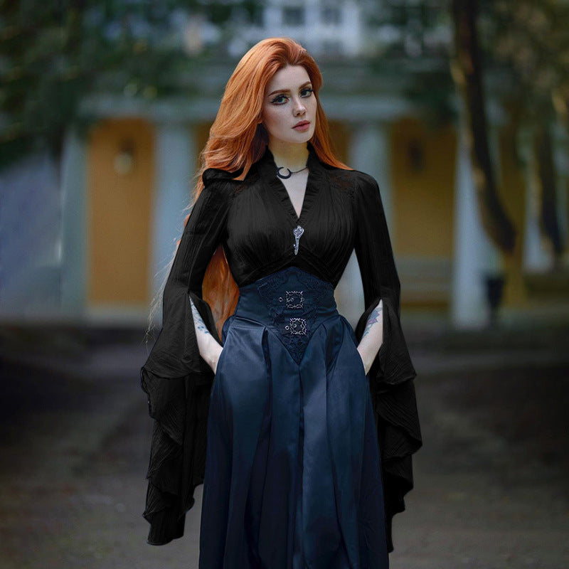 Women's Dark Court Style Long-sleeved Shirt Gothic Blouses