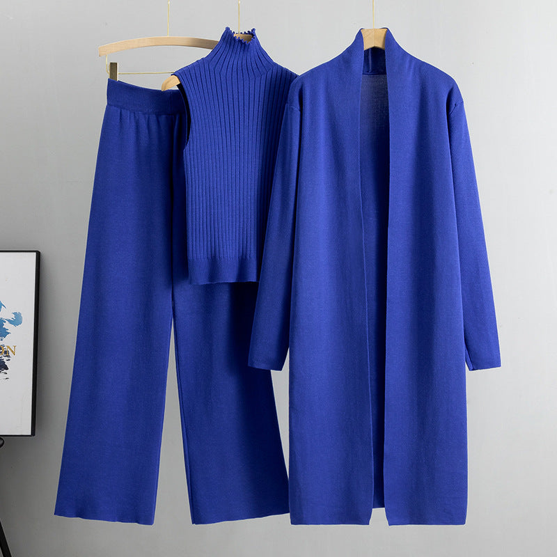 Lazy Temperament Knitting Sleeveless Three-piece Set Suits