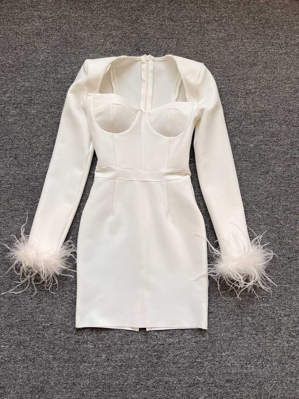 Women's Fashion Temperament Long Sleeve Tight Feather Dresses