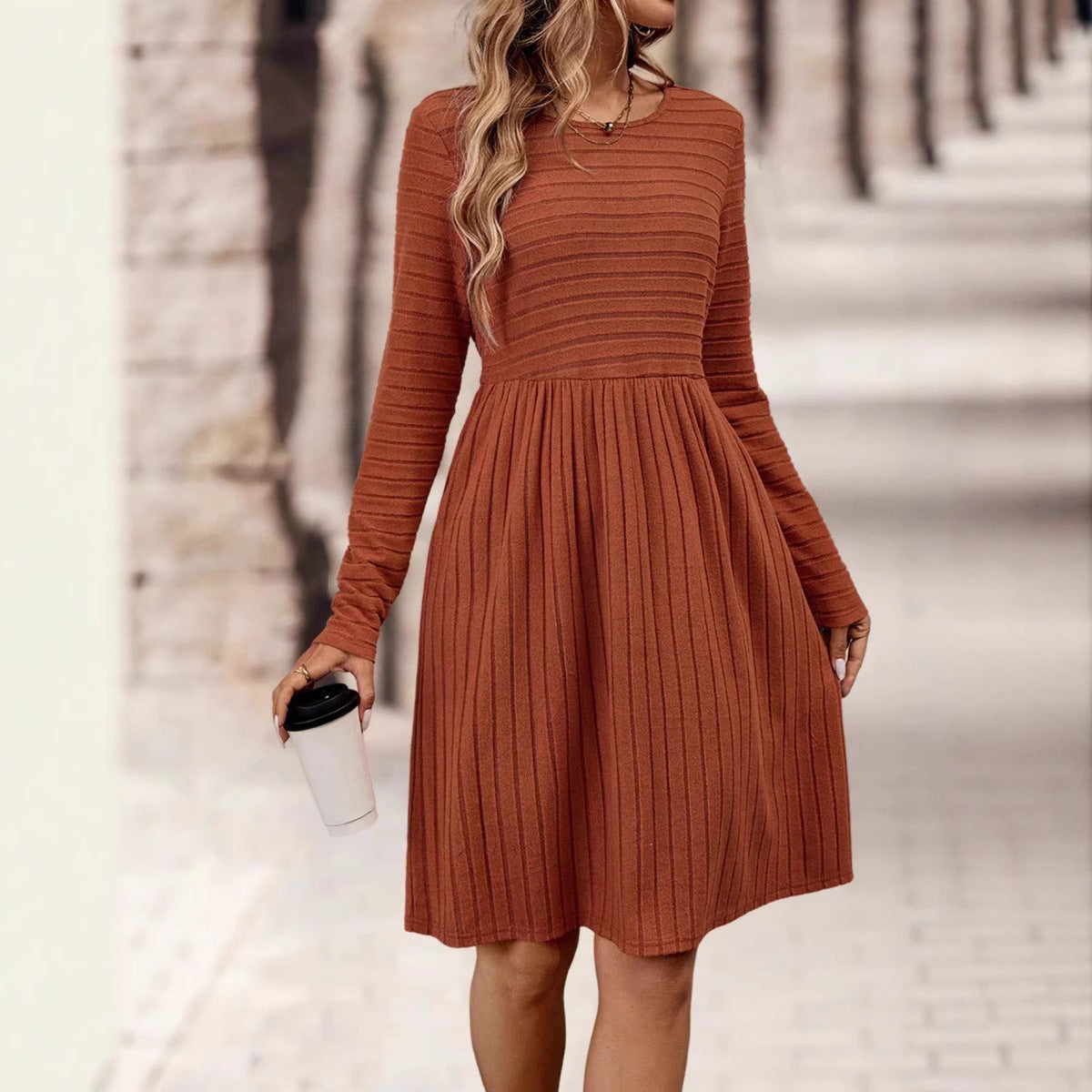French Style Temperament Casual Round Neck Dress