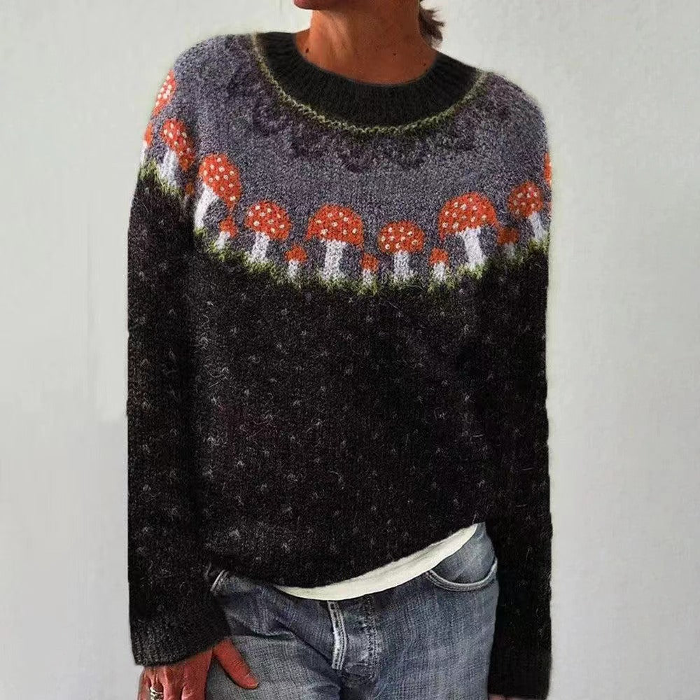Women's Round Neck Multicolor Loose Fashion Pullover Sweater