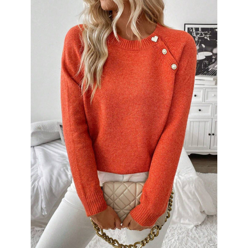 Women's Fashion Leisure Commute Button Knitted Sweater