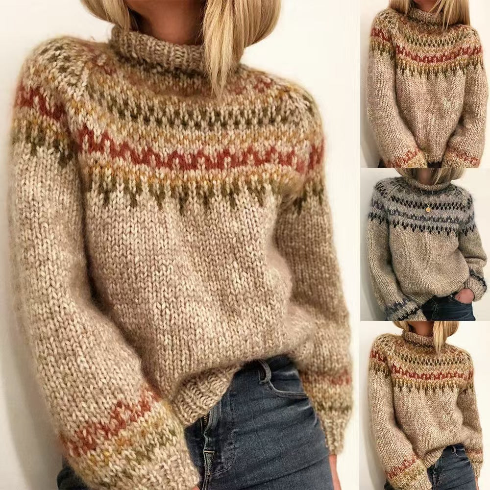 Women's Turtleneck Loose Multicolor Fashion Pullover Sweaters