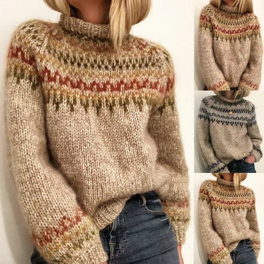 Women's Turtleneck Loose Multicolor Fashion Pullover Sweaters