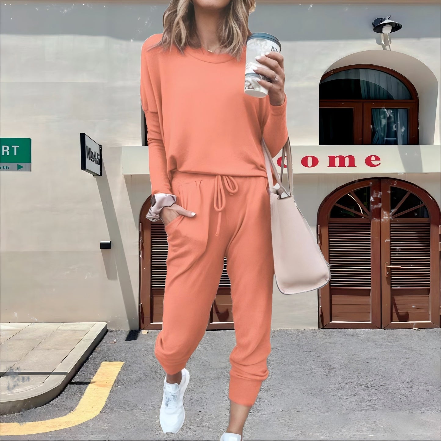 Women's Loose-fitting Solid Color Long Sleeves Casual Suits
