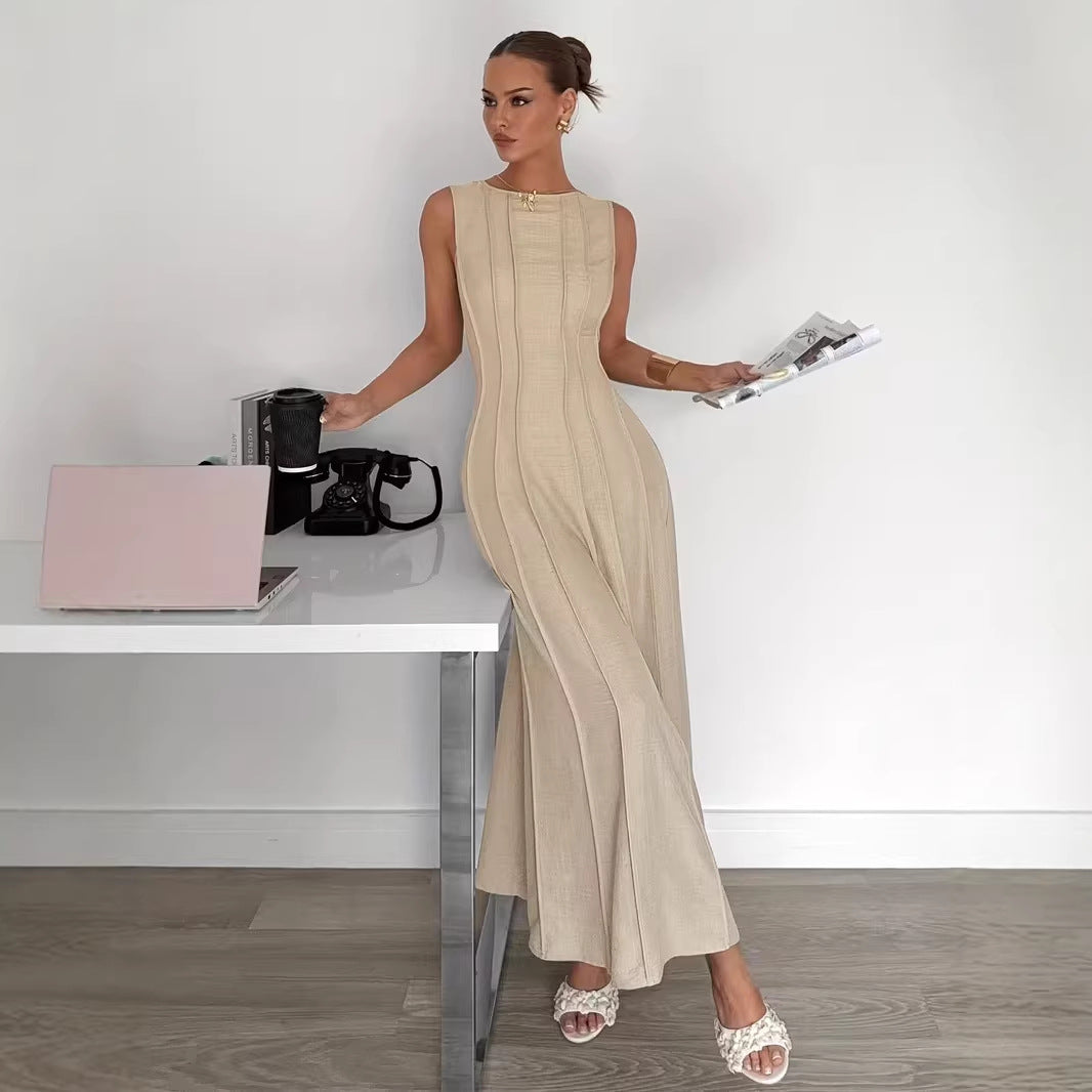 Women's Pleated Elegant Sleeveless Temperament Commute Dress