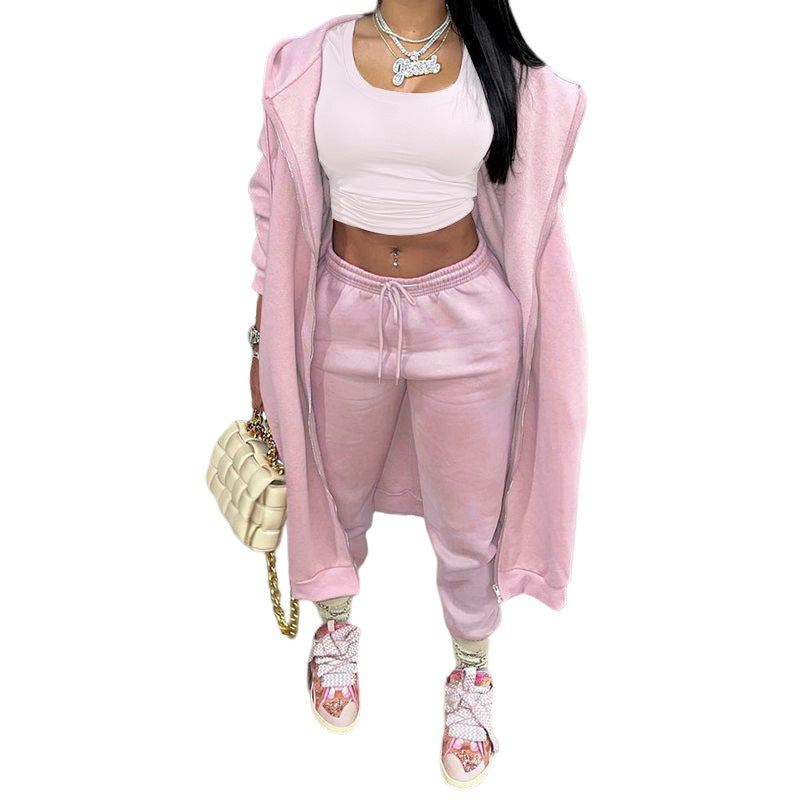 Women's Fashion Casual Hooded Long Sports Two-piece Suits