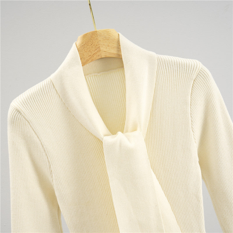 Elegant Autumn Long Hepburn Style Knitted Bottoming Dress