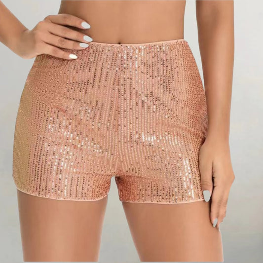 Sequin Slim Hot Sequins Mid Waist Shorts