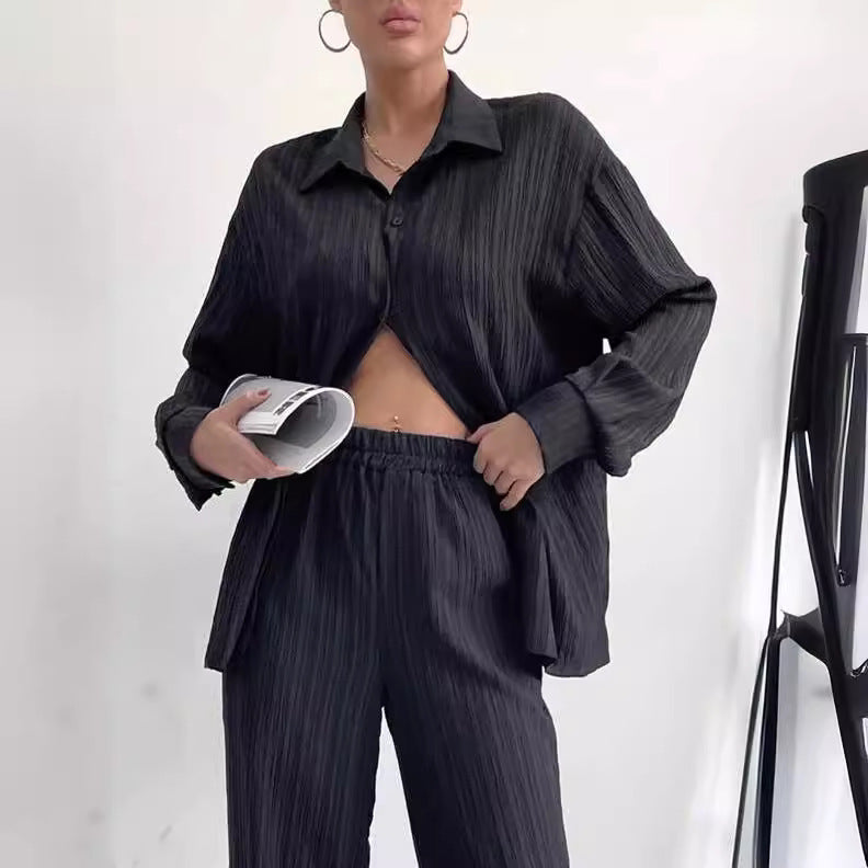 Women's Autumn Shirt Collar Loose Casual Suits