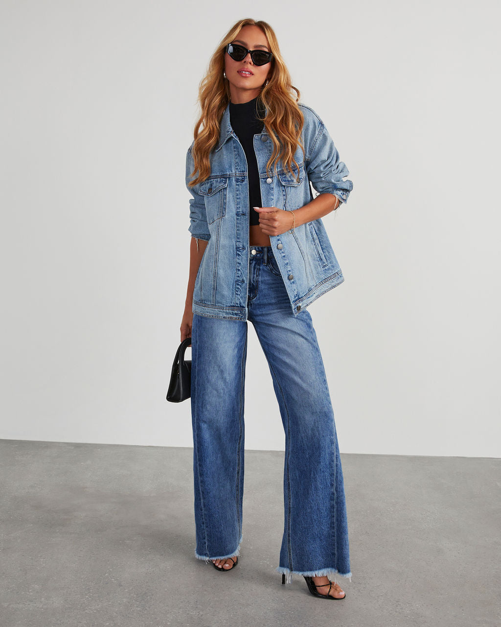 Women's Washed Loose Casual Wide Leg Mop Jeans