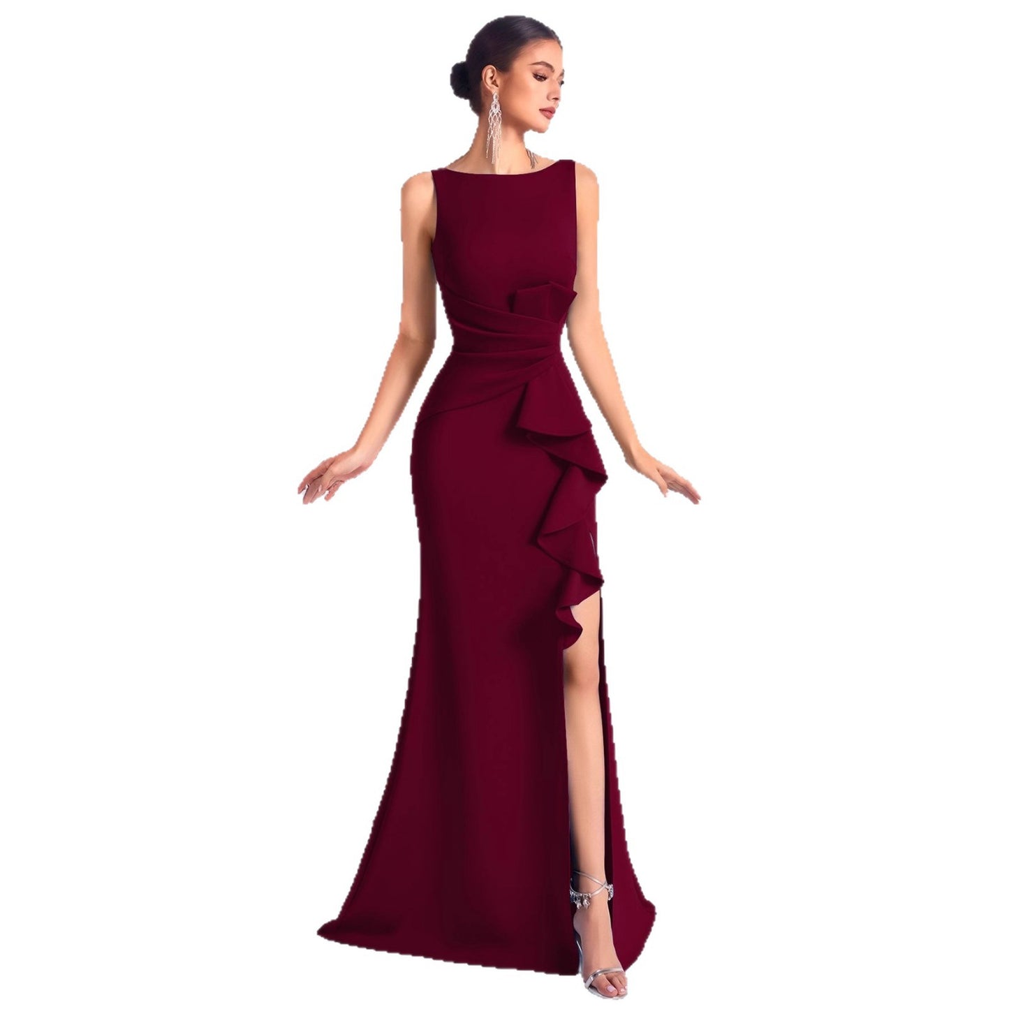 Women's Intellectual Elegant Graceful Long Fashionable Waist Pleated Dress
