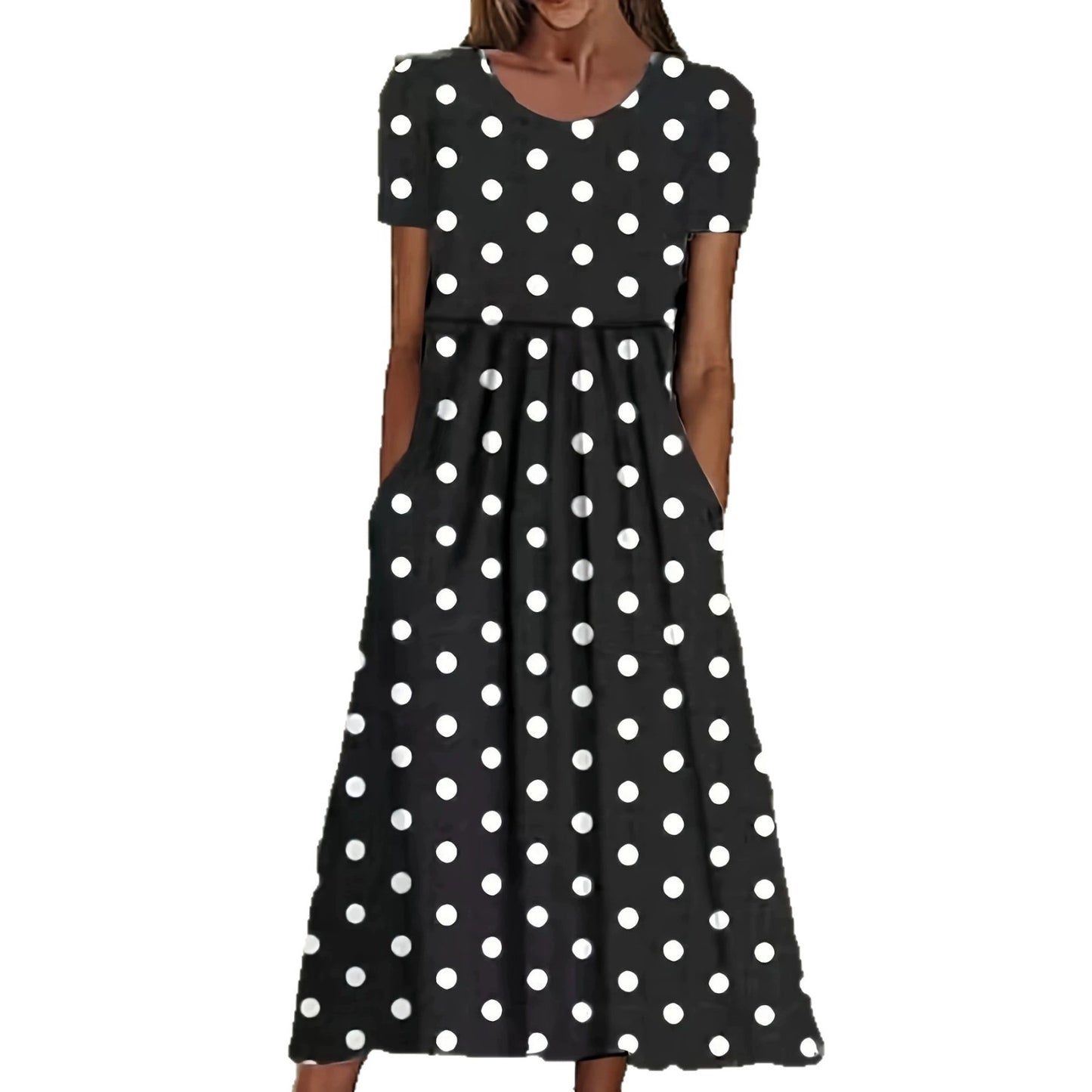 Women's Fashion Casual Round Neck Polka Dot Printed Shorts