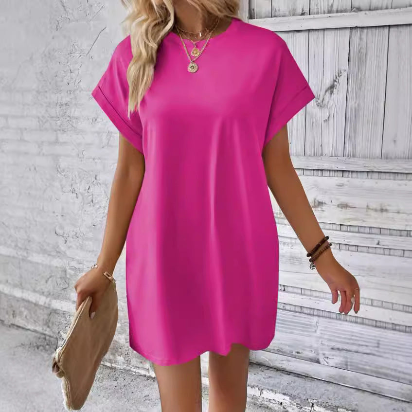 Women's Full Body Outerwear Round Neck Pocket Dress
