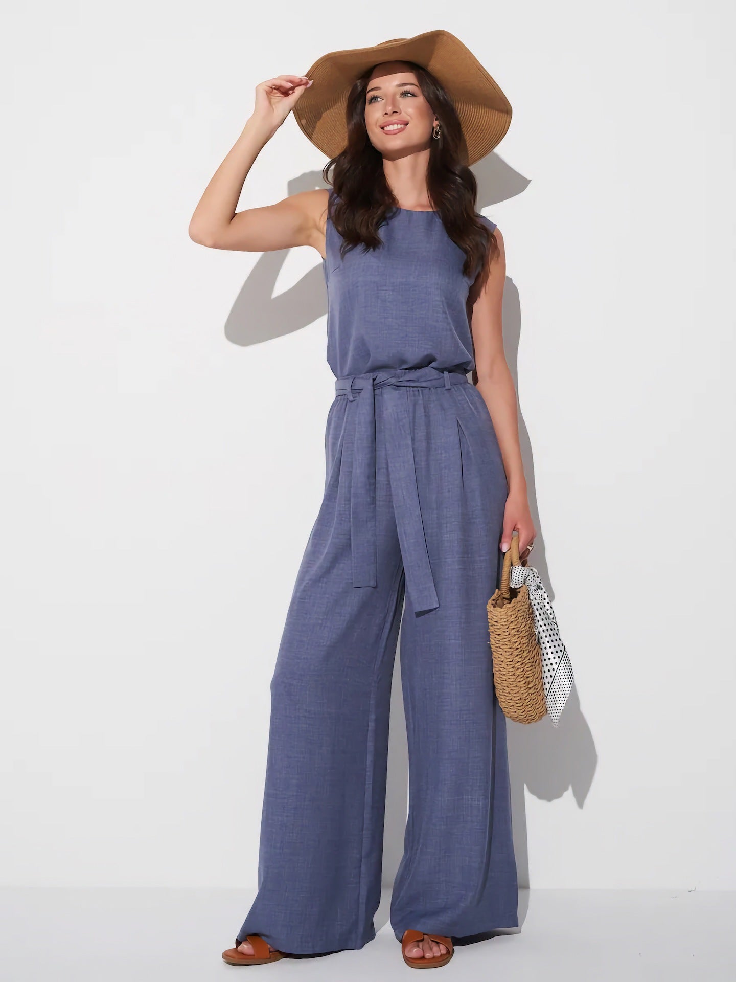 Women's Summer Sleeveless Light Luxury Temperament Solid Fashion Casual Suit
