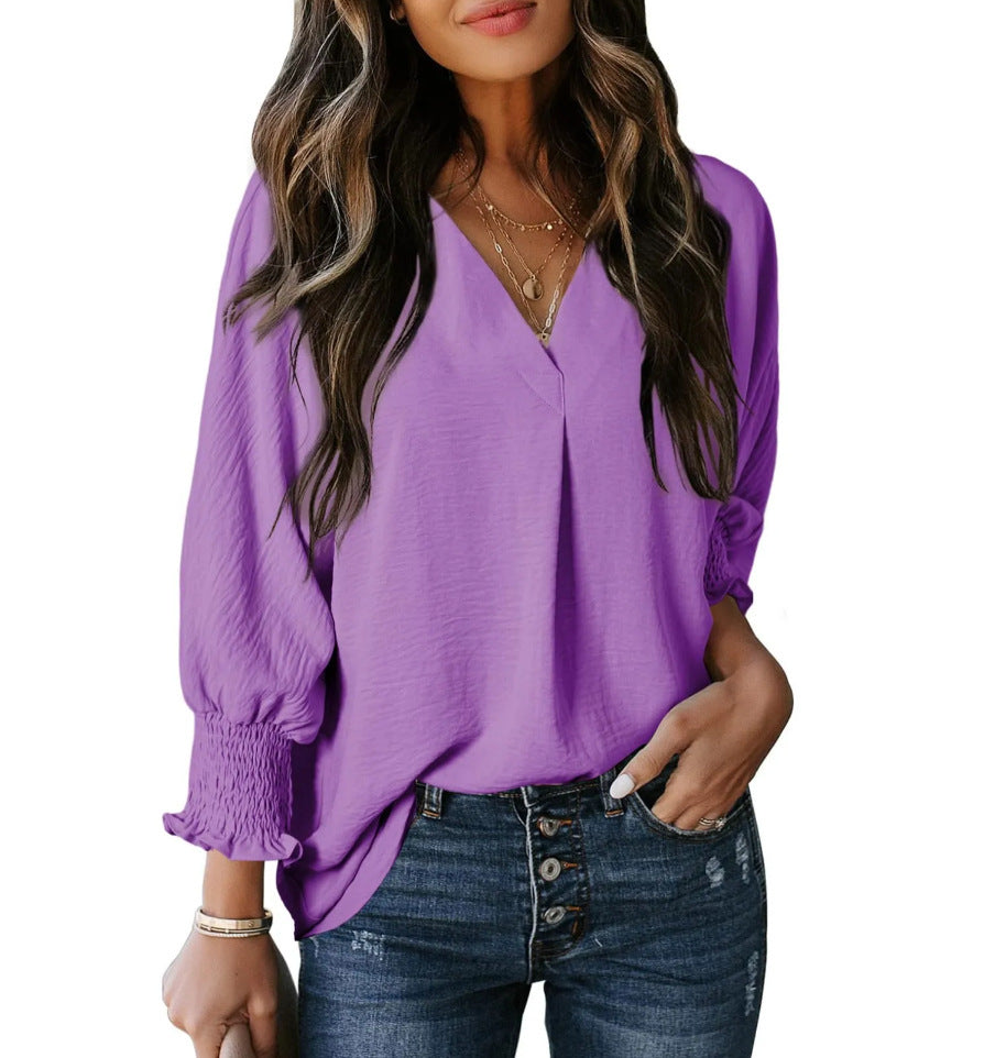 Women's Casual Long Sleeve Loose Shirt T-shirt Blouses