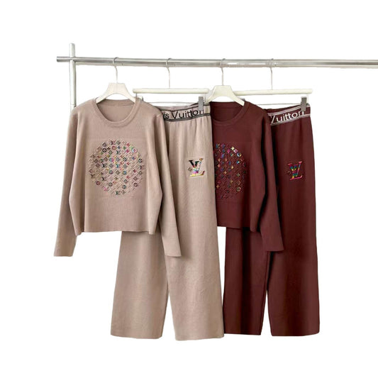 Casual Fashion Round Neck Versatile Knitted Suits