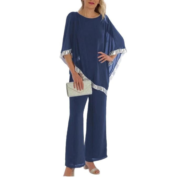 Women's Autumn Sequin Exquisite Round Neck Suits