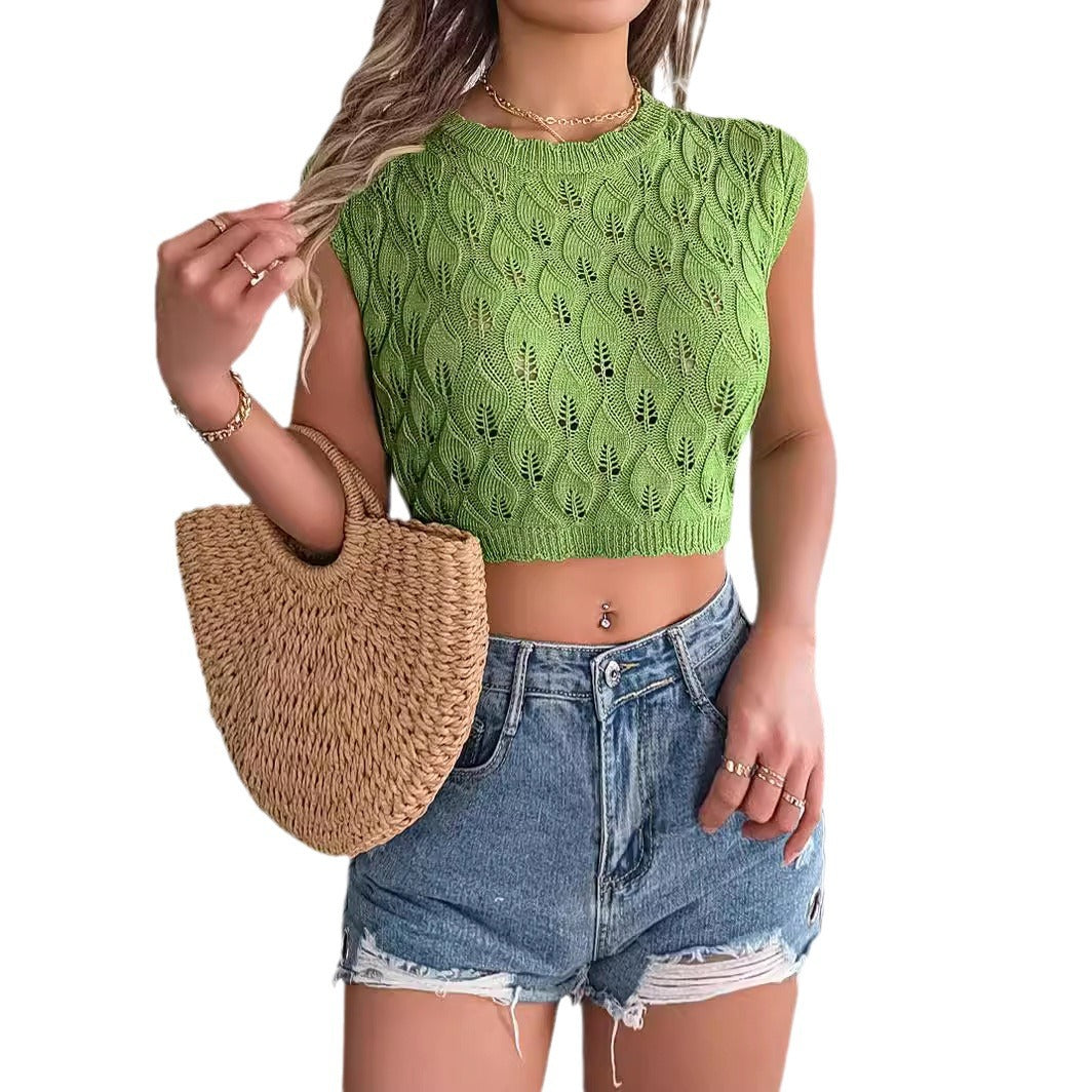 Women's Wind Hollow Leaves Knitted Holiday Women's Sweater