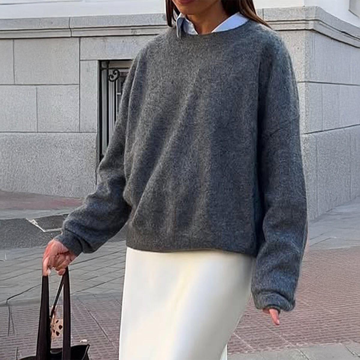Women's Simple Fashion Woolen Long Sleeve Solid Color Sweaters