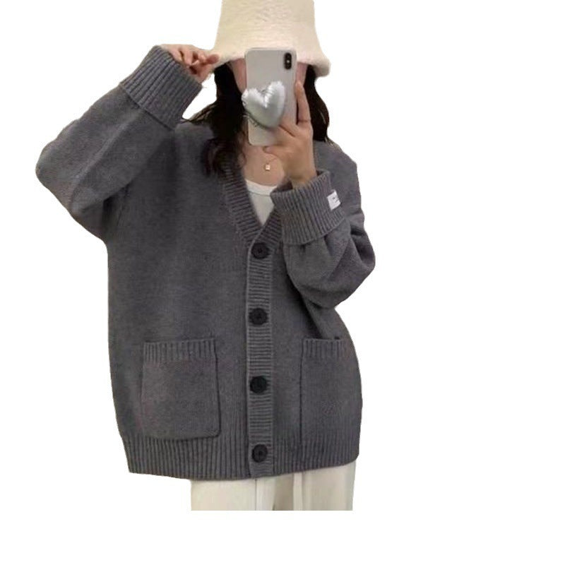 Women's Korean Loose High-grade Knitted Curling Sleeves Labeling Soft Glutinous Sweater
