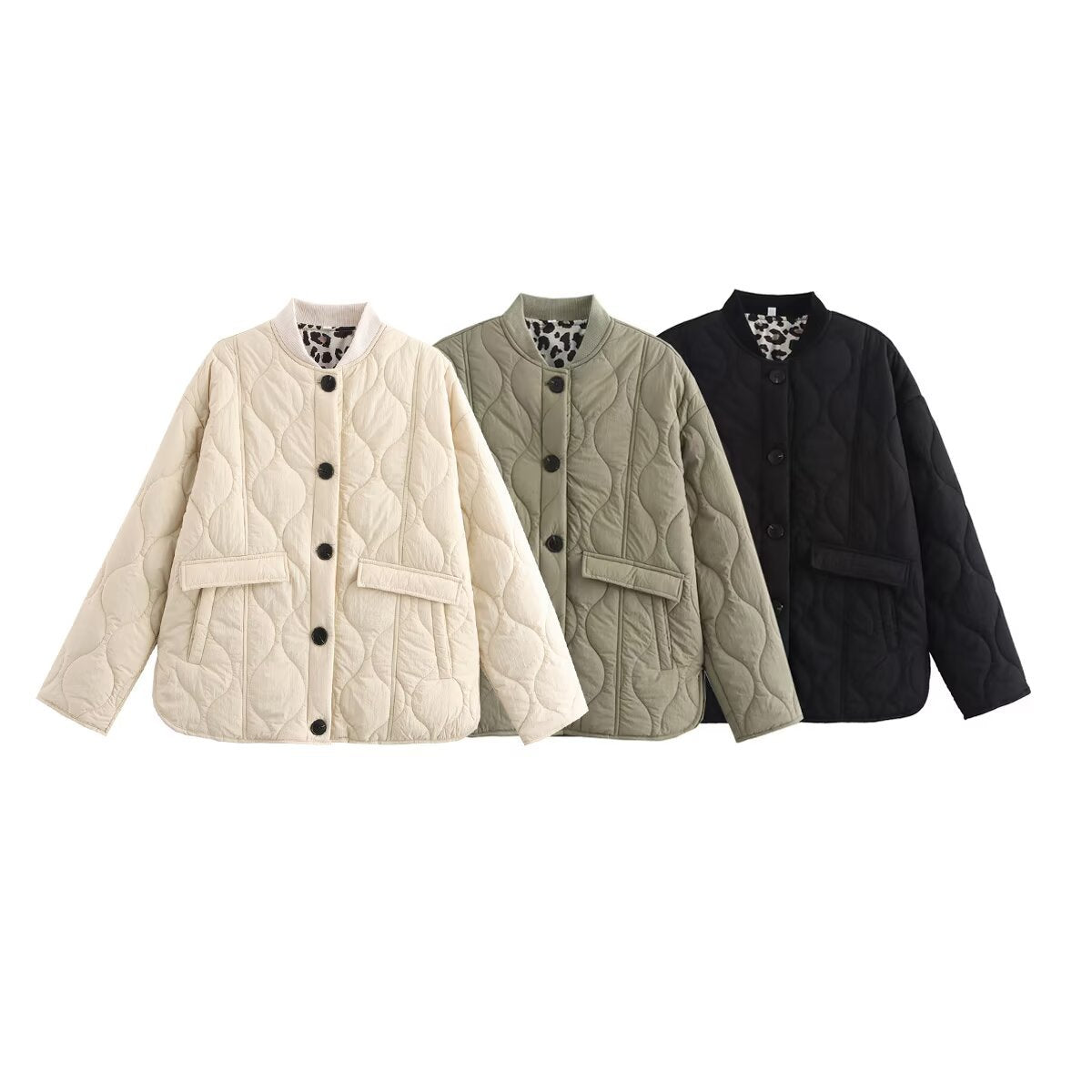 Three-color Leopard Print Clothes With Threaded Coats