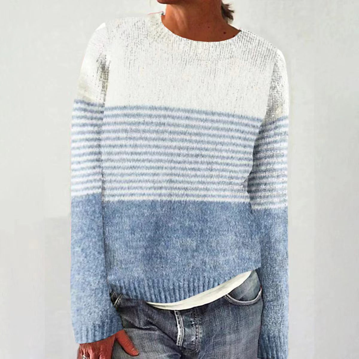 Women's Round Neck Multicolor Loose Fashion Pullover Sweater